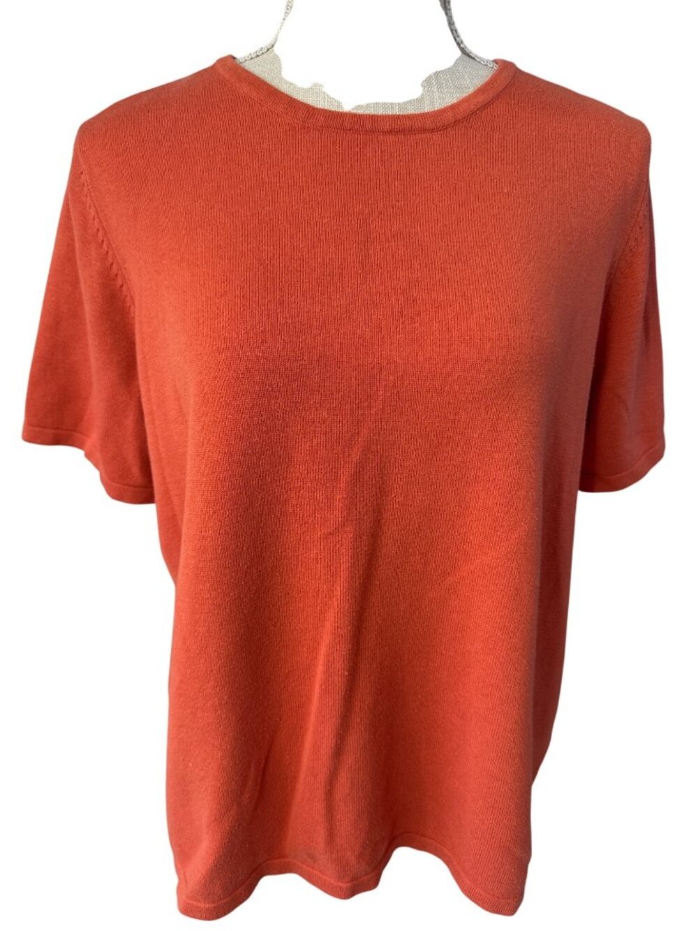 Liz Baker Women’s Orange Short Sleeve Knit Top Size 1X Lightweight Casual